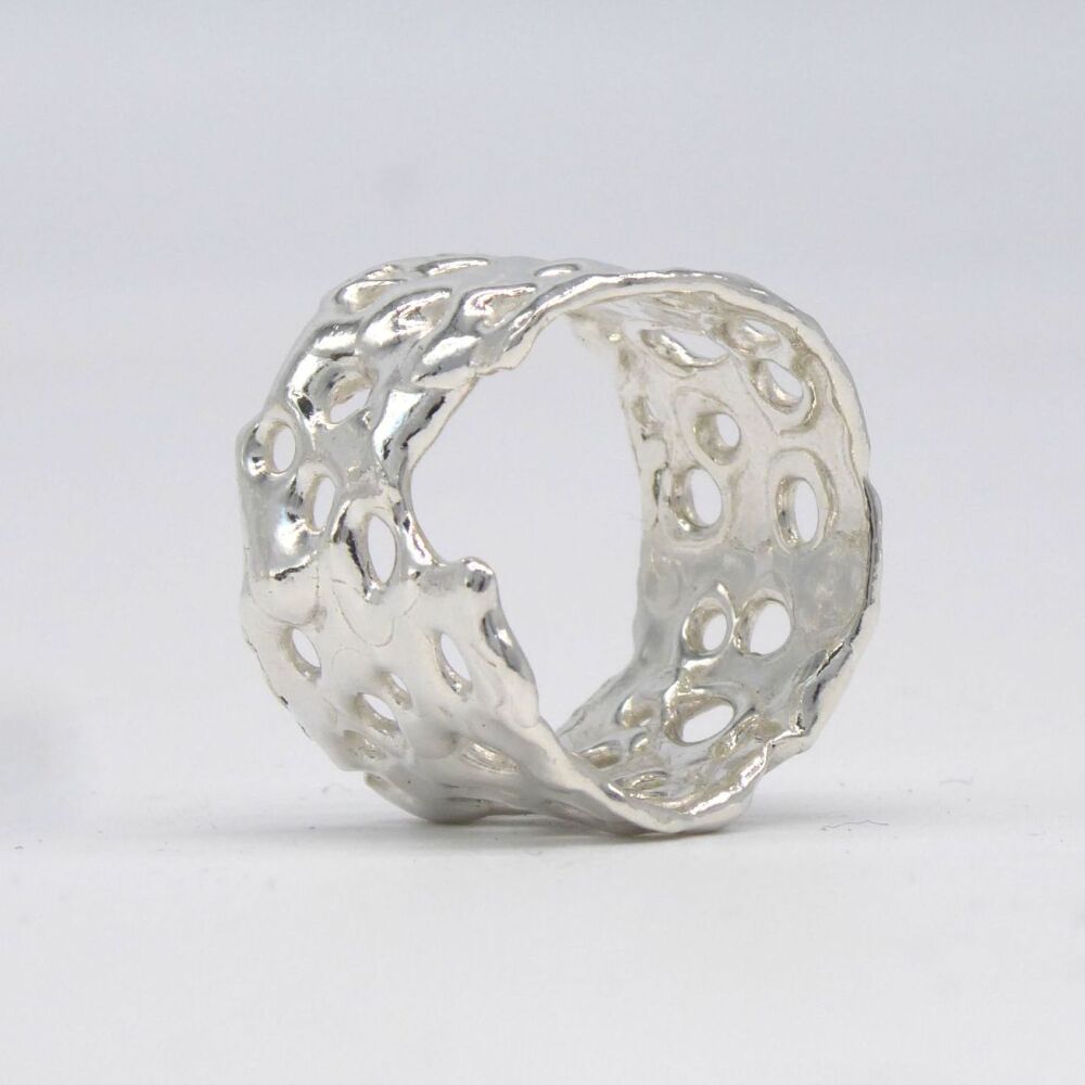 Silver Honeycomb Ring - Size S side