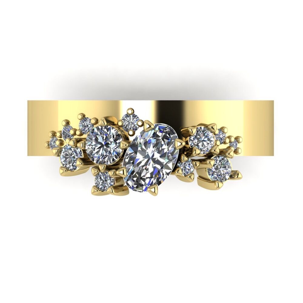 Crystallised Diamond & Yellow Gold Ring