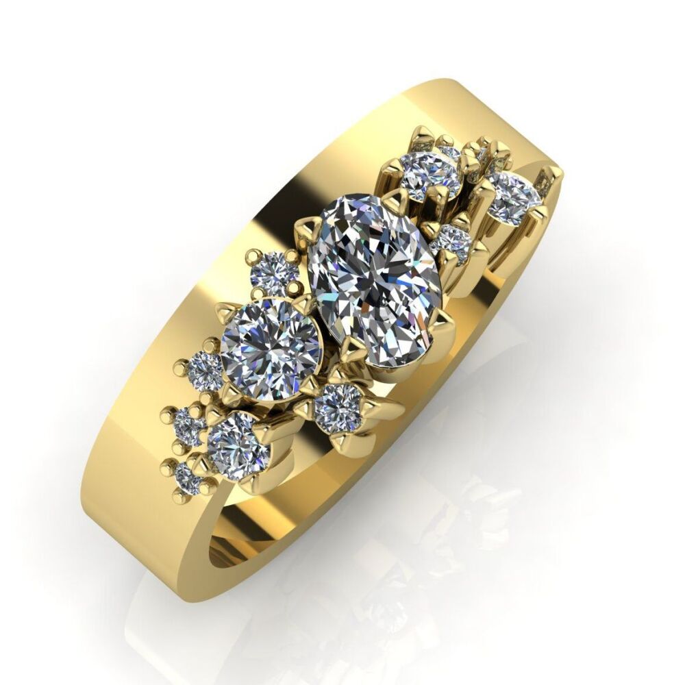 Crystallised Diamond & White Gold Ring