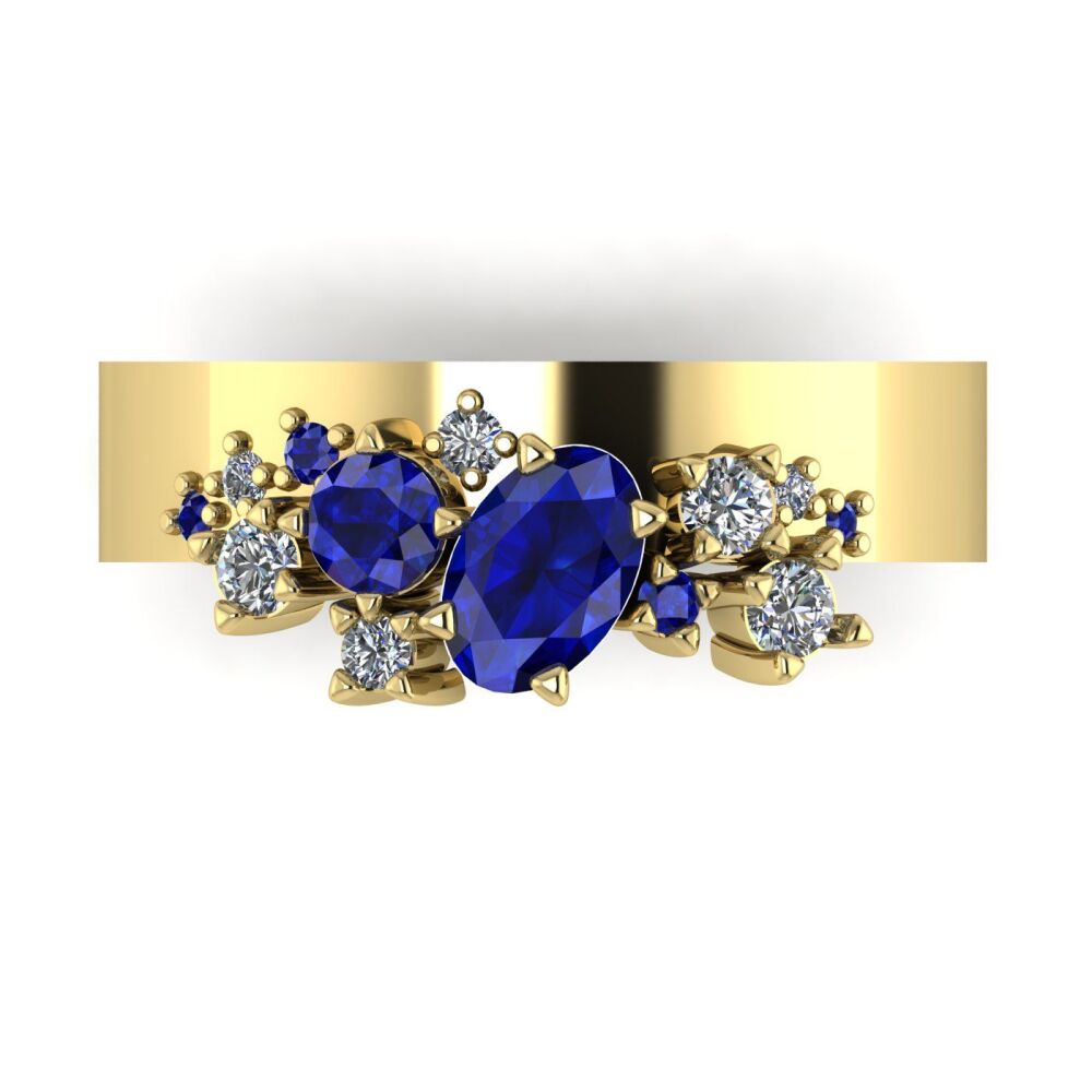 Crystallised Sapphire & Diamond Yellow Gold Ring