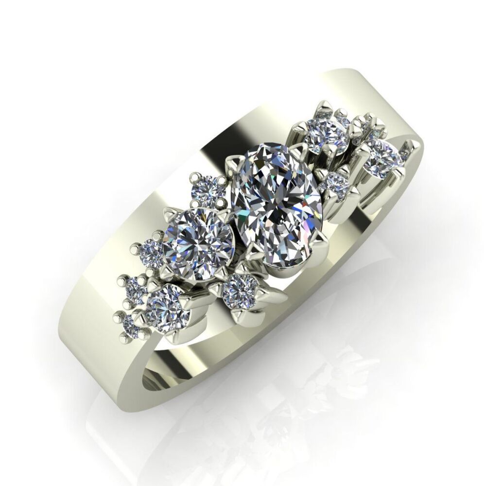 Crystallised Diamond & White Gold Wedding or Engagement Ring
