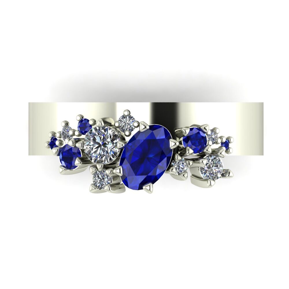 Crystallised Sapphire & Diamond White Gold Ring