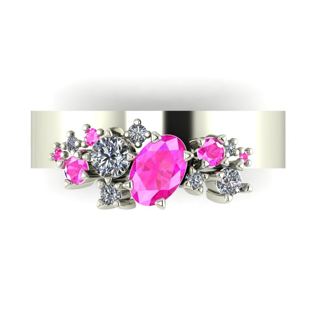 Crystallised Pink Sapphire & Diamond White Gold Ring