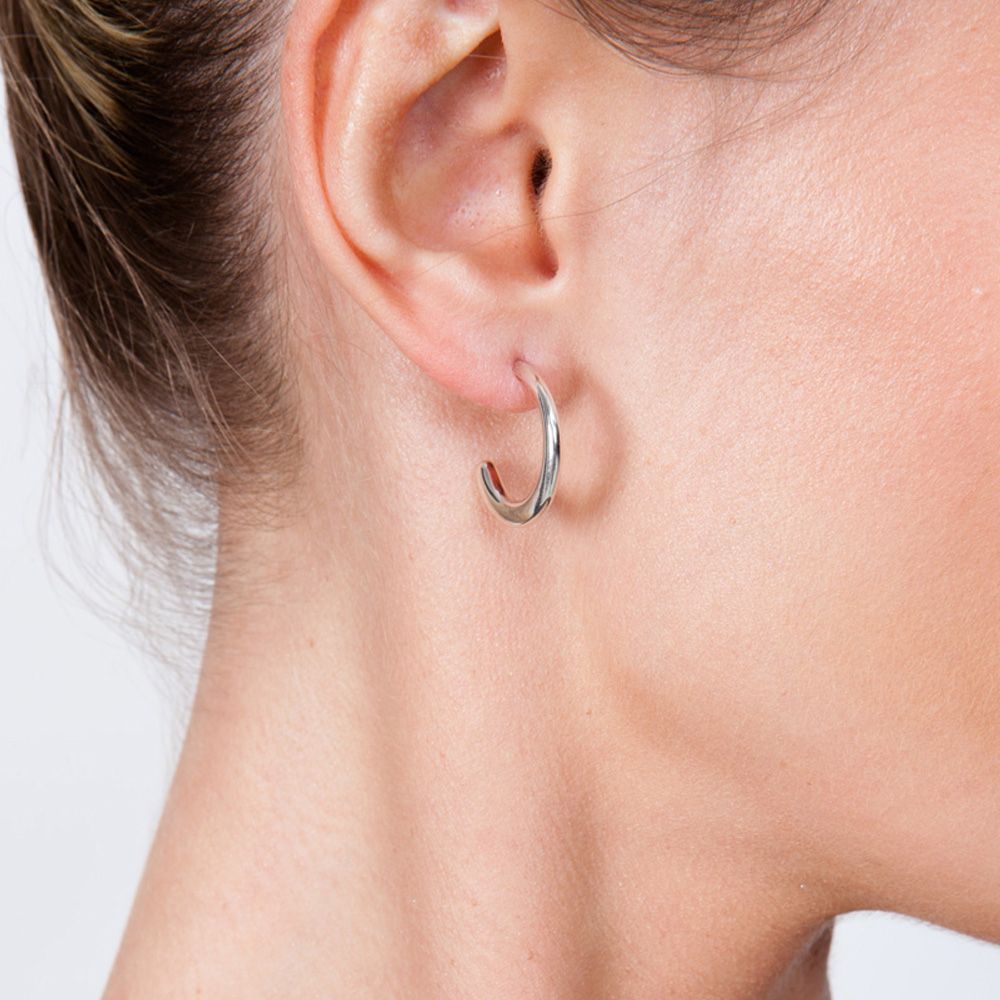 Silver drip hoop earrings