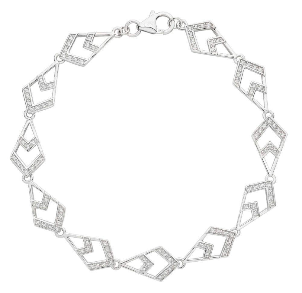 Silver and white topaz art deco bracelet