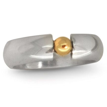 Silver and gold ball 6mm ring