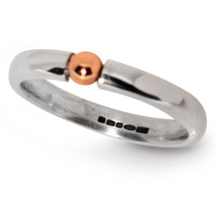 Slim Silver And Rose Gold Ball Minimalist Ring