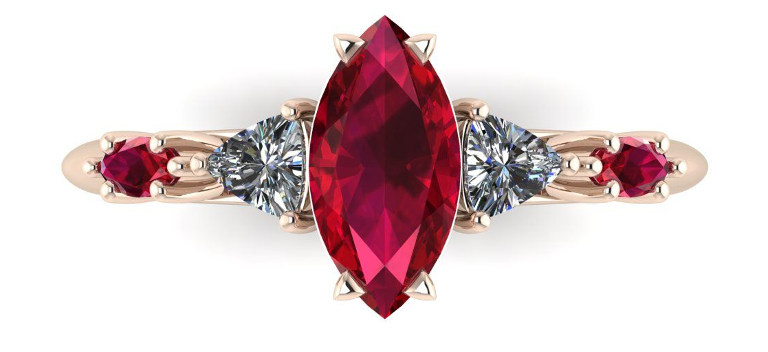The Maisie Five Gemstone Ruby & Diamond Rose Gold Ring