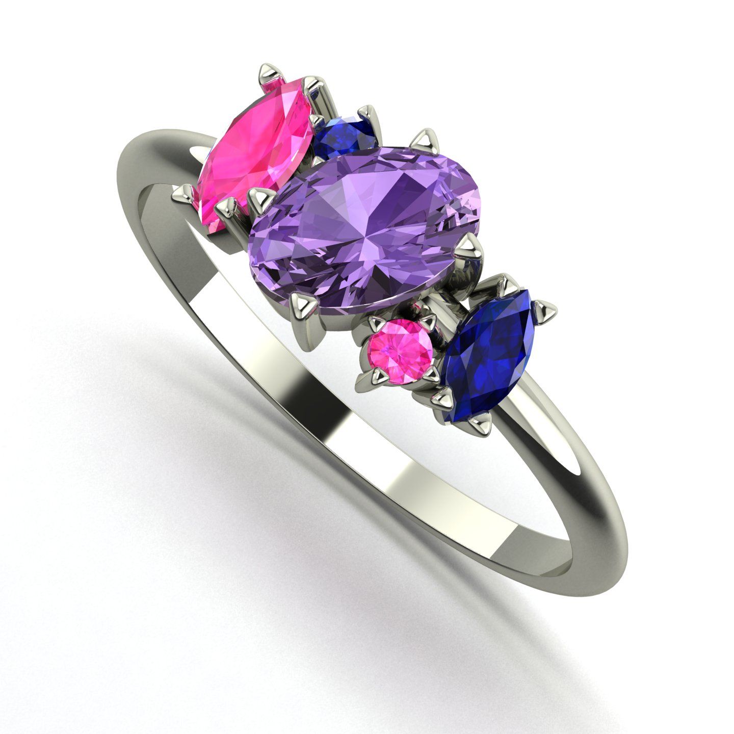 Rainbow sapphire atlantis engagement ring