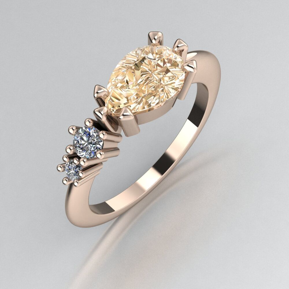 Champagne Diamond Comet Ring - Rose Gold
