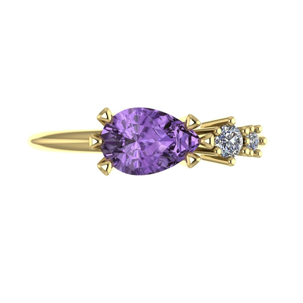 Violet Sapphire & Diamonds Comet Ring - Yellow Gold