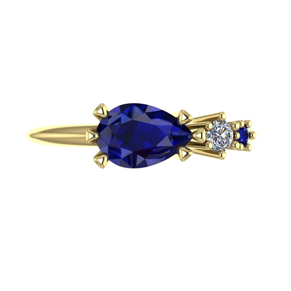 Sapphire's & Diamonds Comet Ring - Yellow Gold