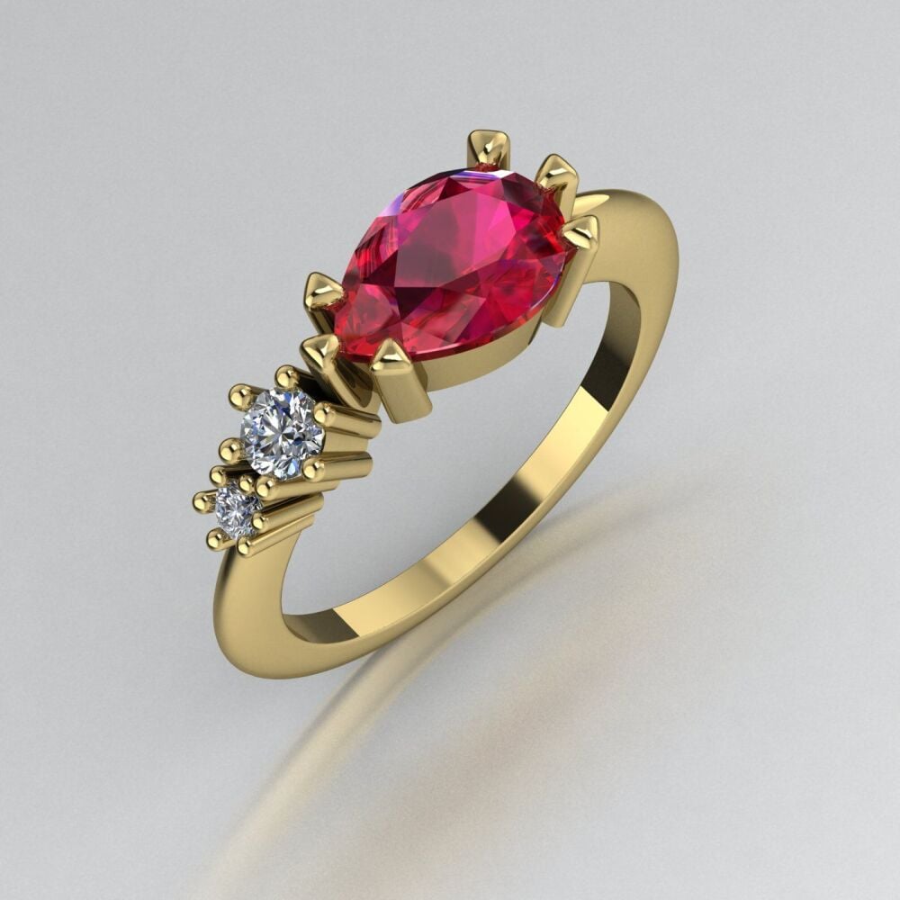 Ruby & Diamond's Comet Ring - Yellow Gold