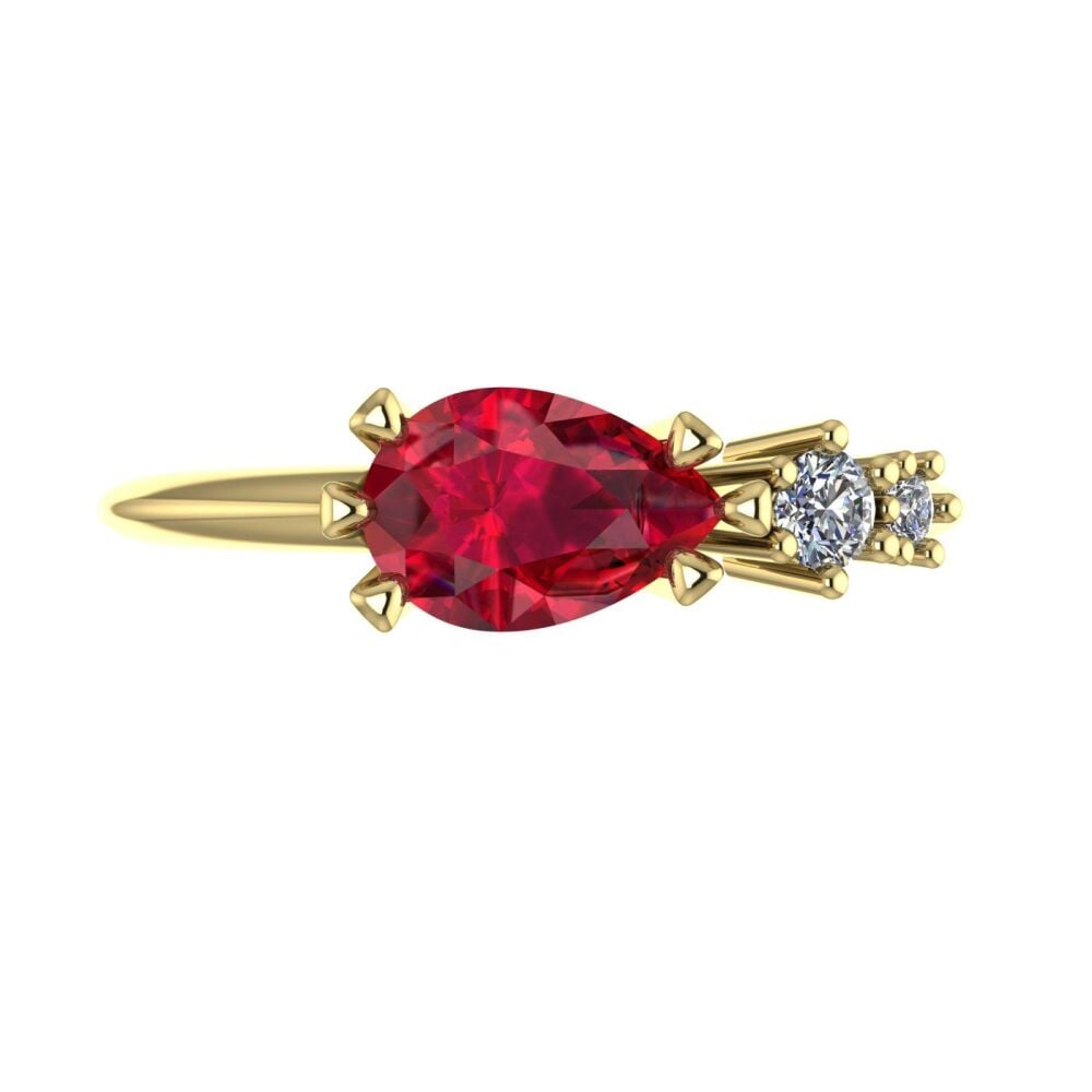 Ruby & Diamond's Comet Ring - Yellow Gold