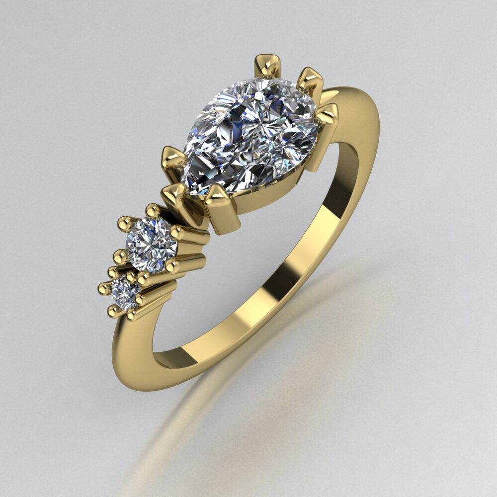 Lab Grown Diamonds Comet Ring - Yellow Gold
