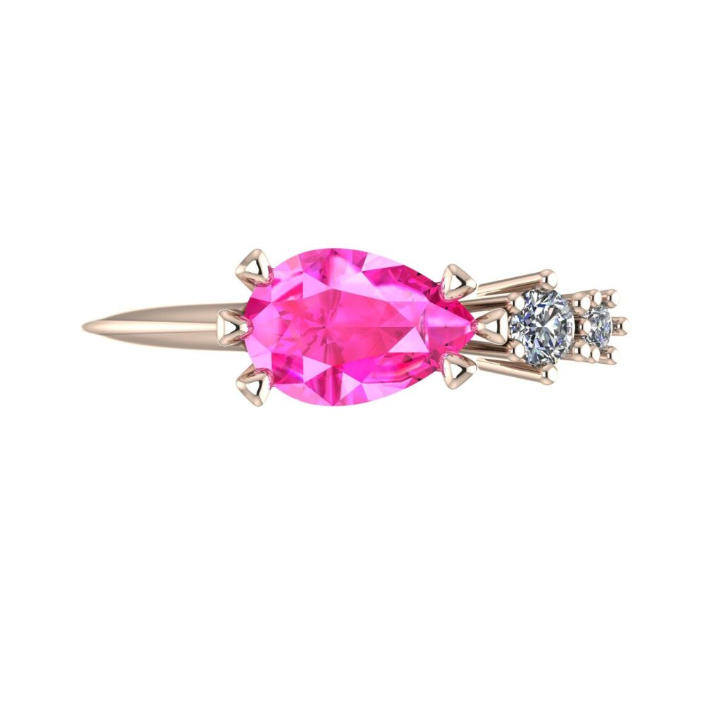 Pink Sapphire & Diamonds Rose Gold Comet Ring