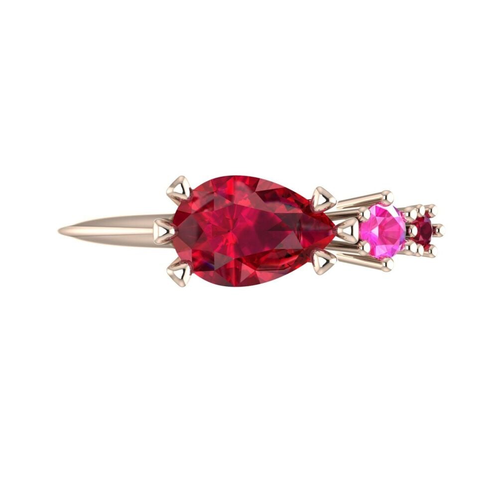 Ruby's & Pink Sapphire Trilogy Comet Ring - Rose Gold