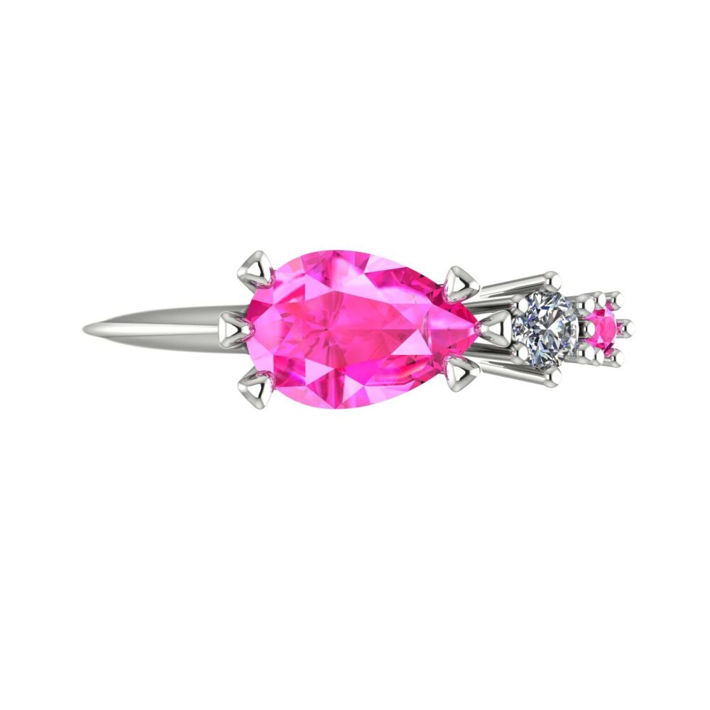 Pink Sapphire's & Diamond Comet Ring - White Gold