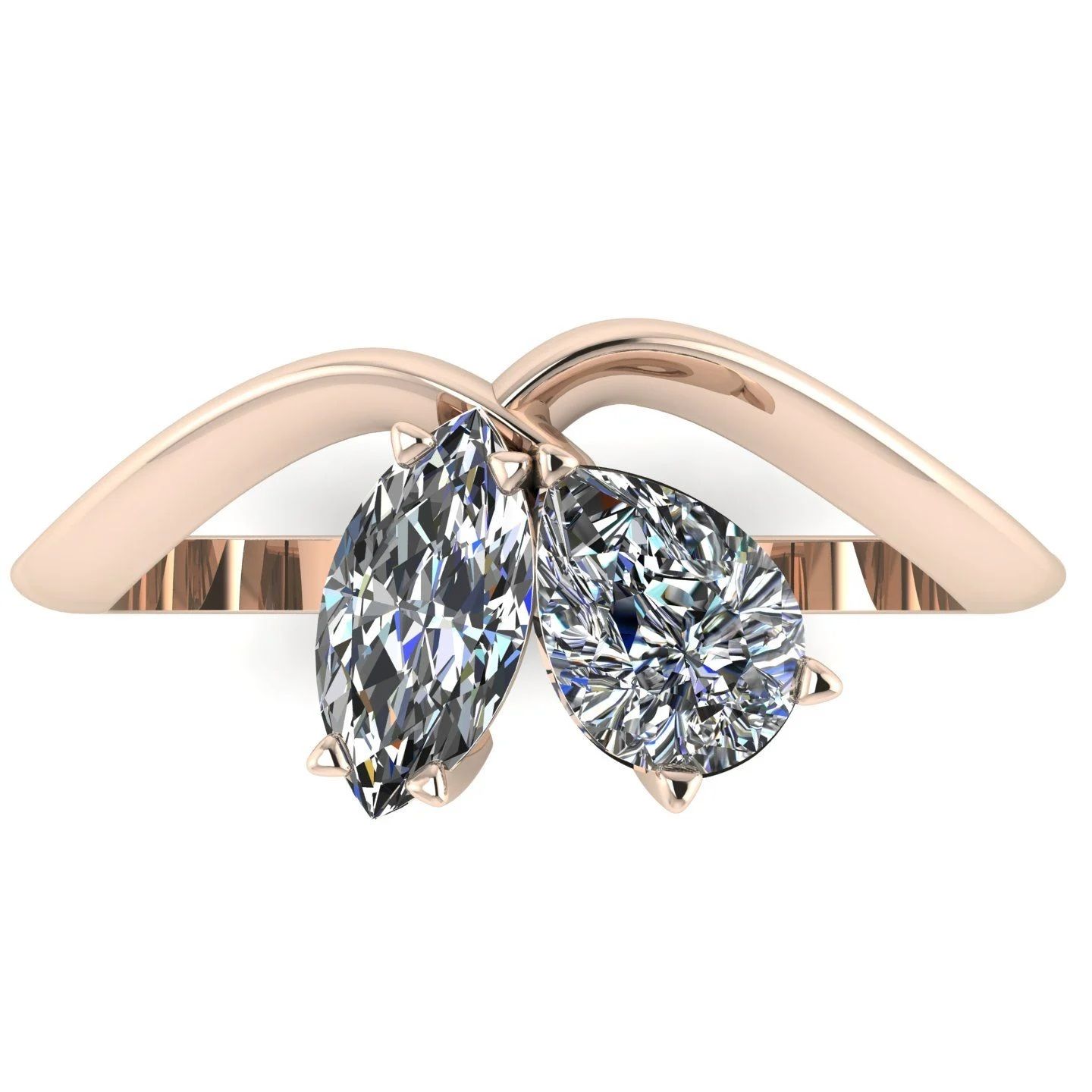 Entwined Rose Gold & Diamond Toi Et Moi Engagement Ring