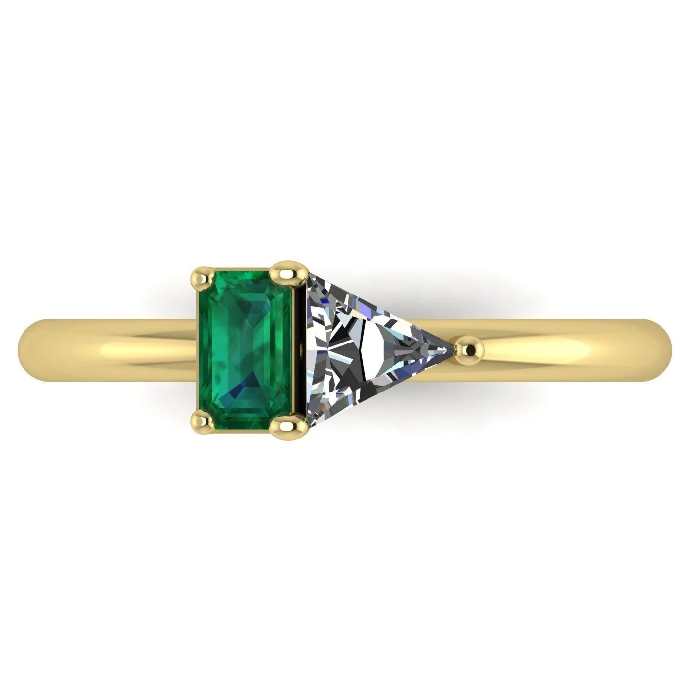 Elektra emerald and diamond Toi Et Moi engagement ring