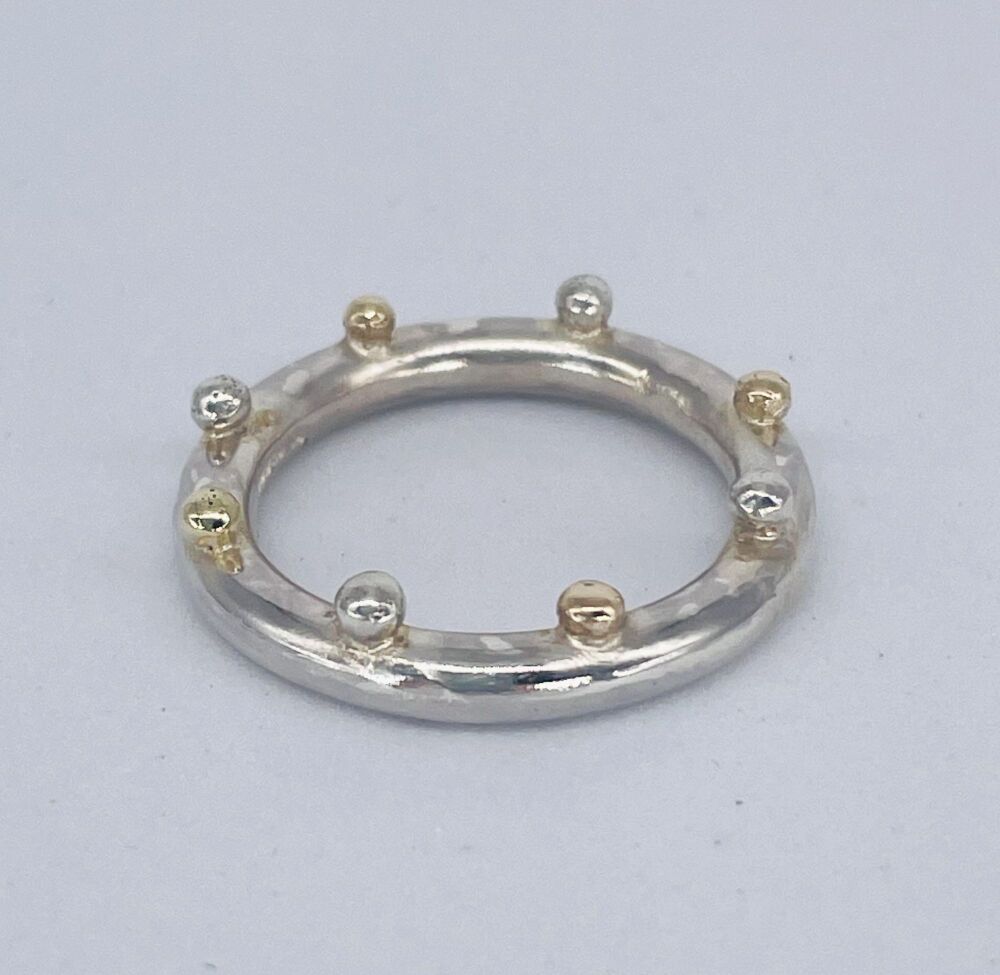 Misu - Silver And Gold Beaded Ring (four gold beads)