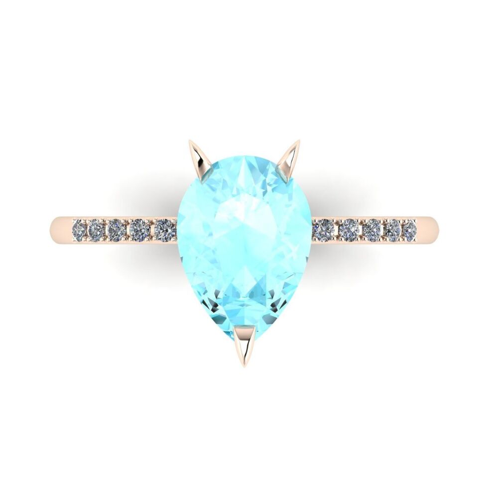 Calista:  Aquamarine & Diamonds - Rose Gold - 2 Carat Ring