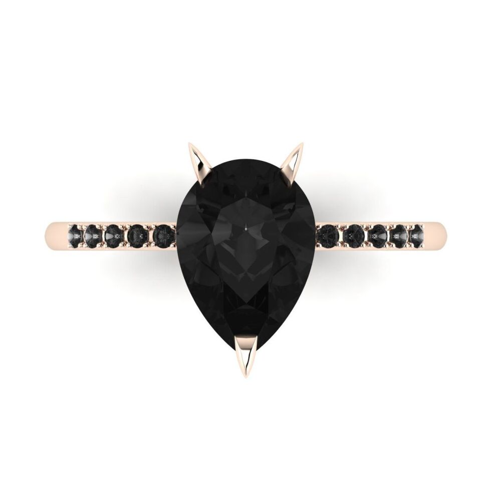 Calista: Black Diamonds - Rose Gold - 2 Carat Ring