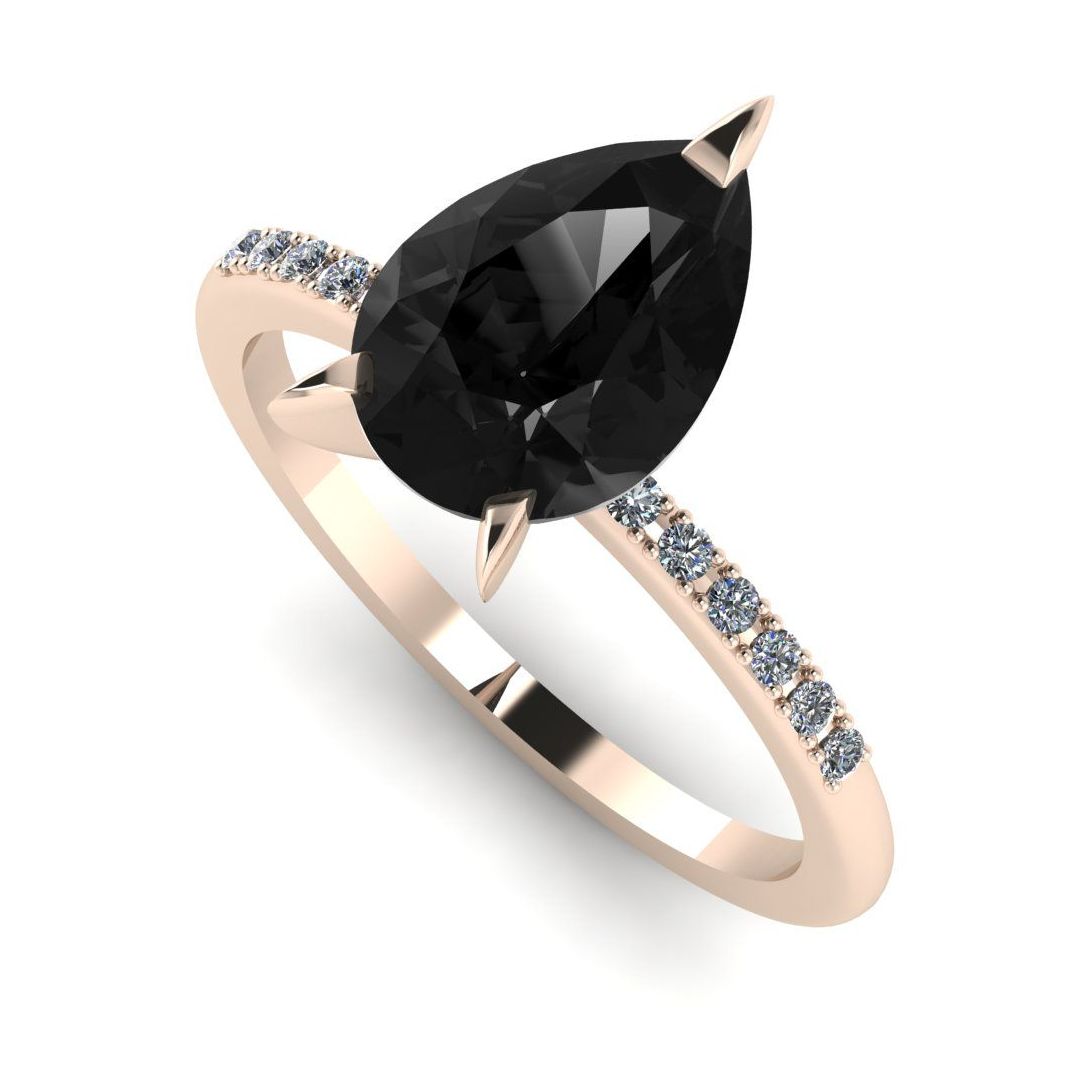 Calista: Black & White Diamonds - Rose Gold - 2 Carat Ring