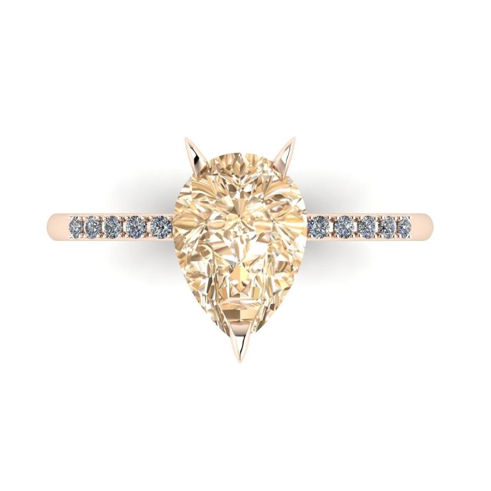 Calista: Champagne & Diamonds - Rose Gold - 2 Carat Ring