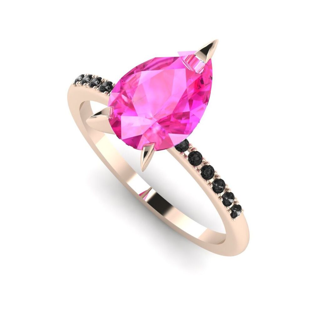 Calista: Pink Sapphire  & Black Diamond - Rose Gold - 2 Carat