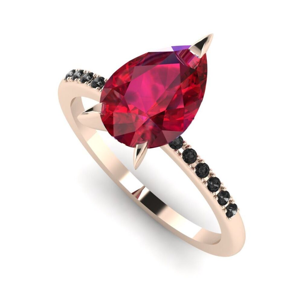 Calista: Red & Black - Rose Gold - 2 Carat Ring