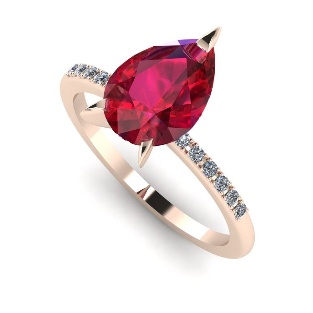 Calista: Ruby & Diamond - Rose Gold - 2 Carat Ring
