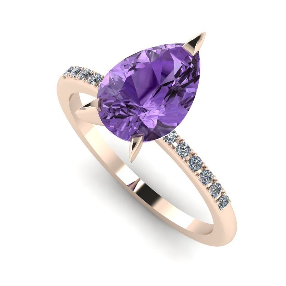 Calista: Violet Sapphire & Diamond - Rose Gold - 2 Carat
