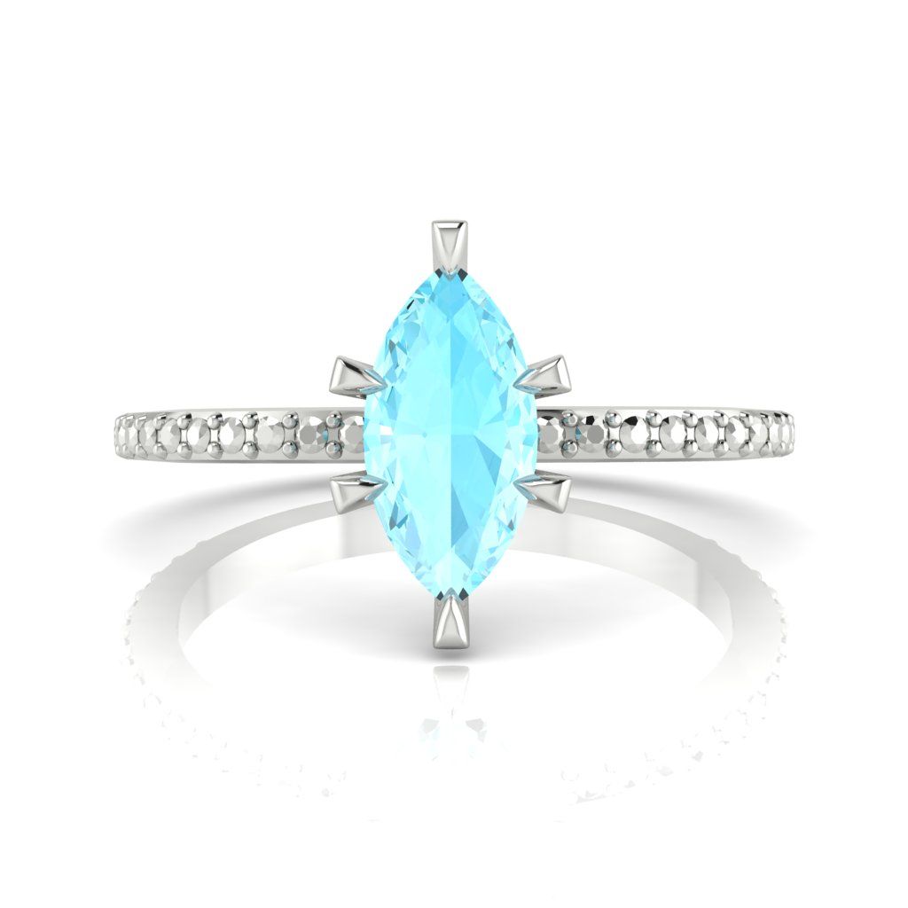 Amoret: Marquise Aquamarine & Diamond Engagement Ring