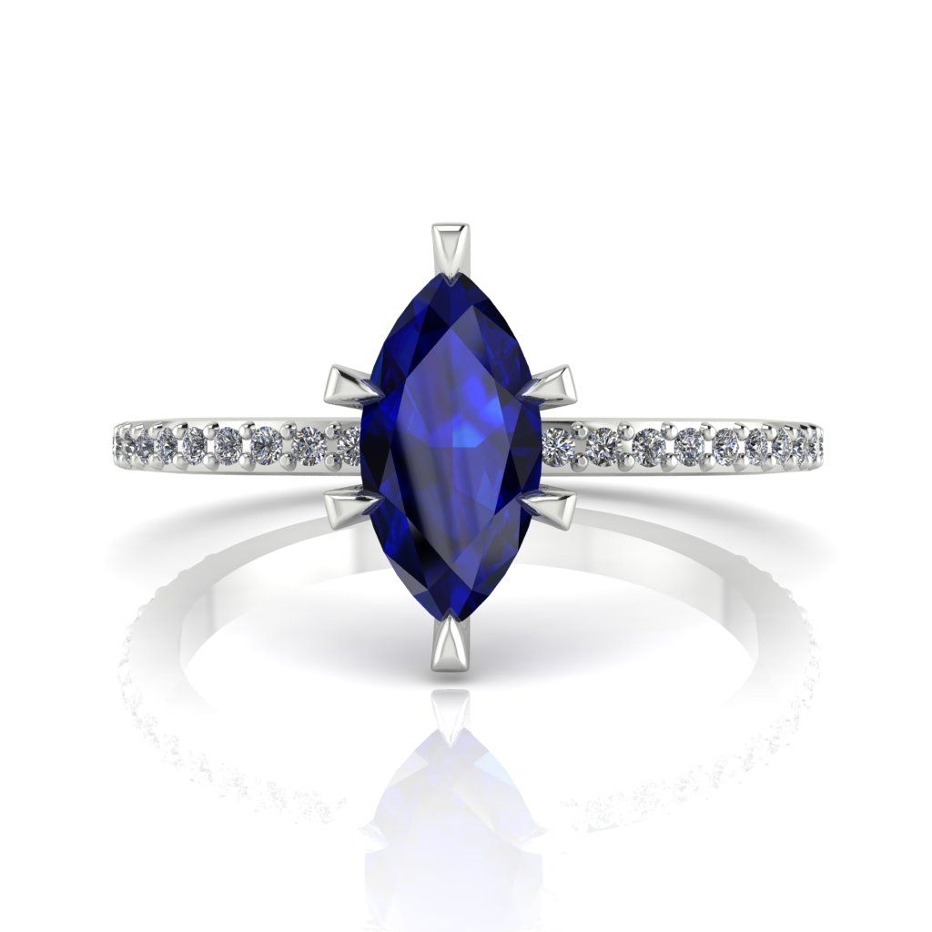 Amoret: Marquise Sapphire With Diamonds Engagement Ring