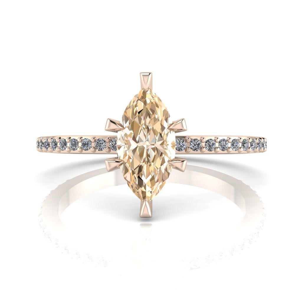 Amoret Marquise Champagne Diamond Rose Gold Engagement Ring