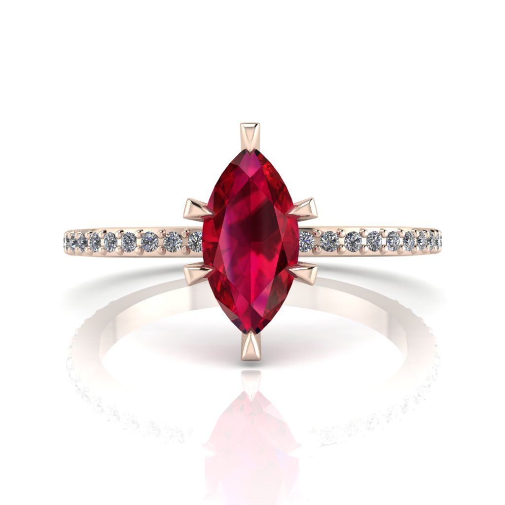 Amoret: Marquise Ruby & Diamonds Rose Gold Engagement Ring