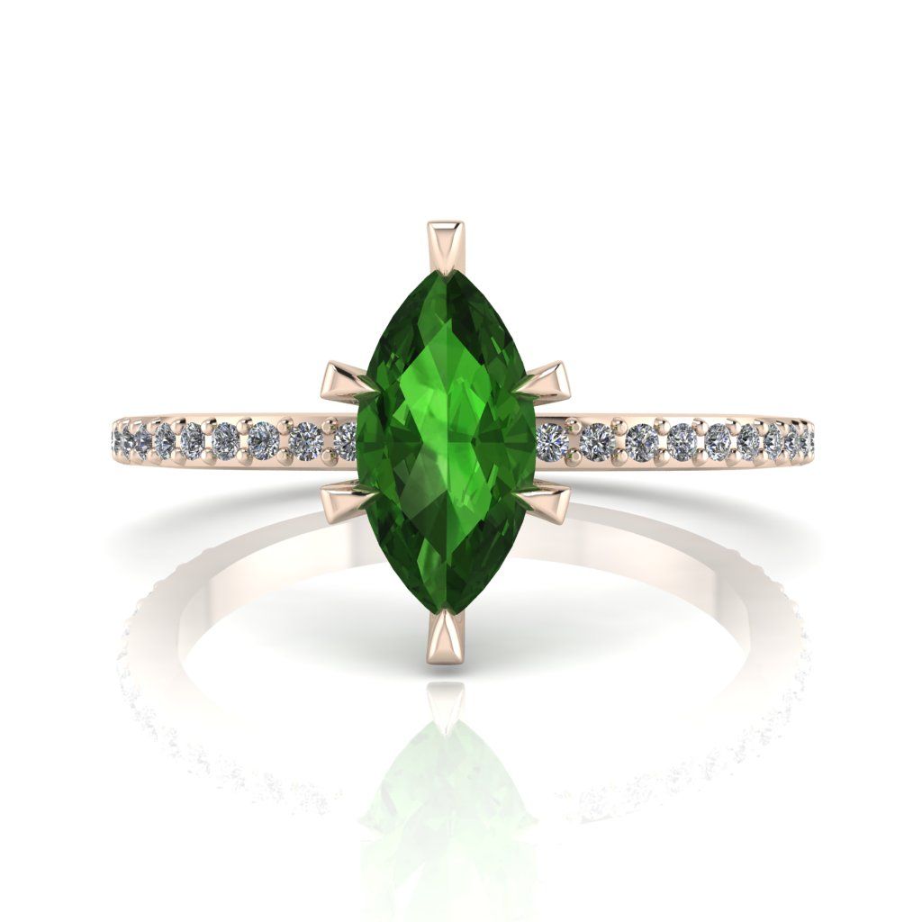Amoret: Marquise Tourmaline & Diamonds Rose Gold Ring