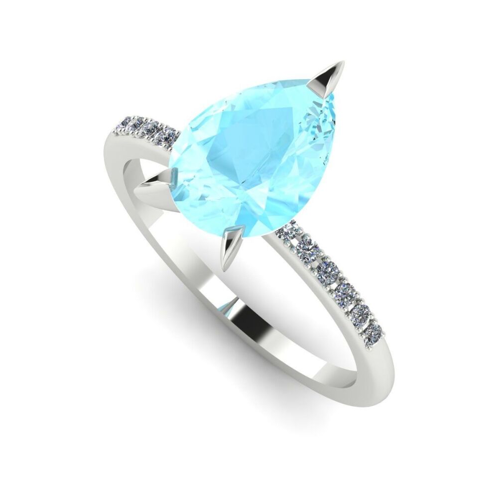 Calista: Pear Aquamarine & Diamonds - 2 Carat Ring