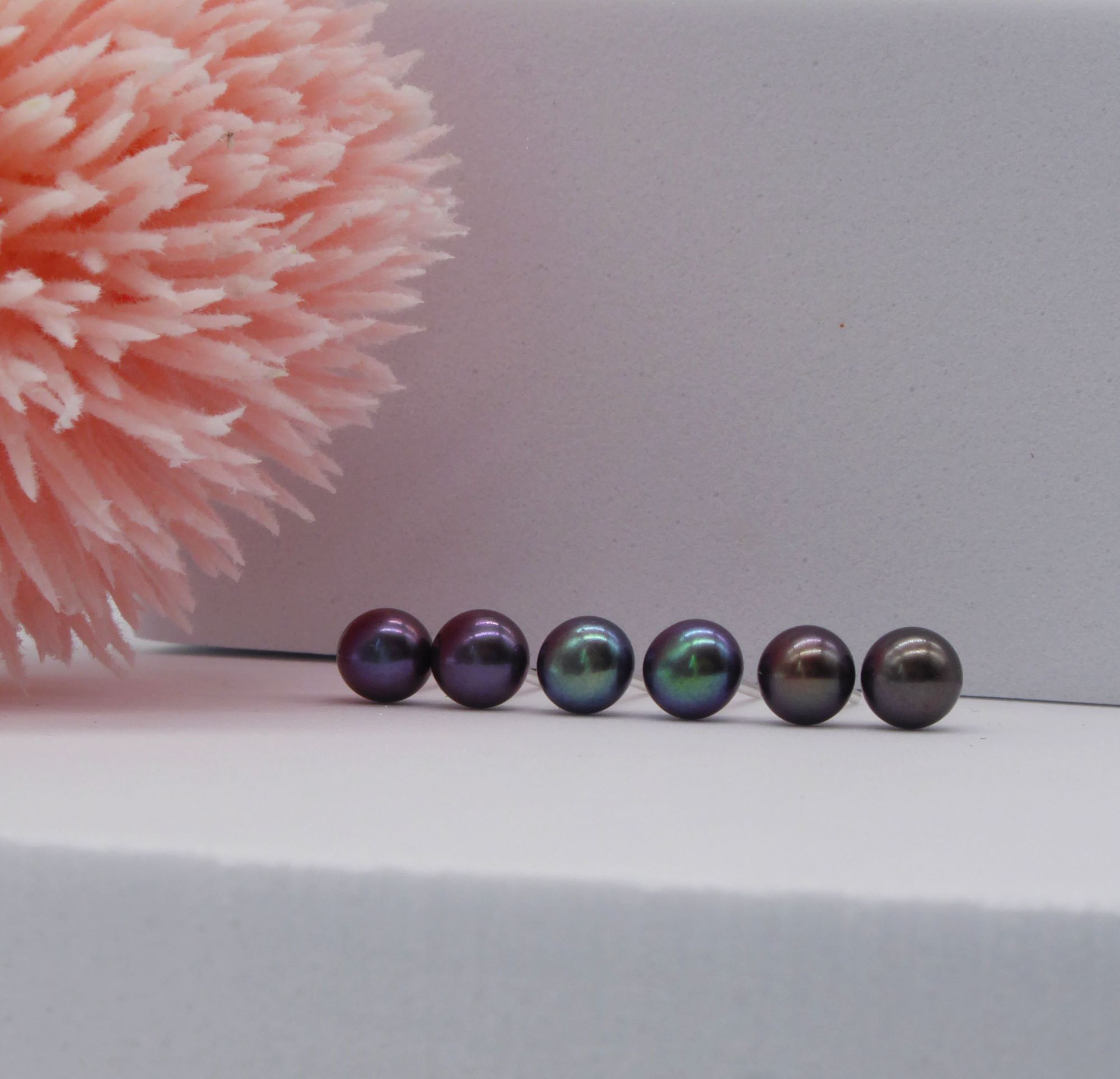 Black cultured freshwater pearl stud earrings