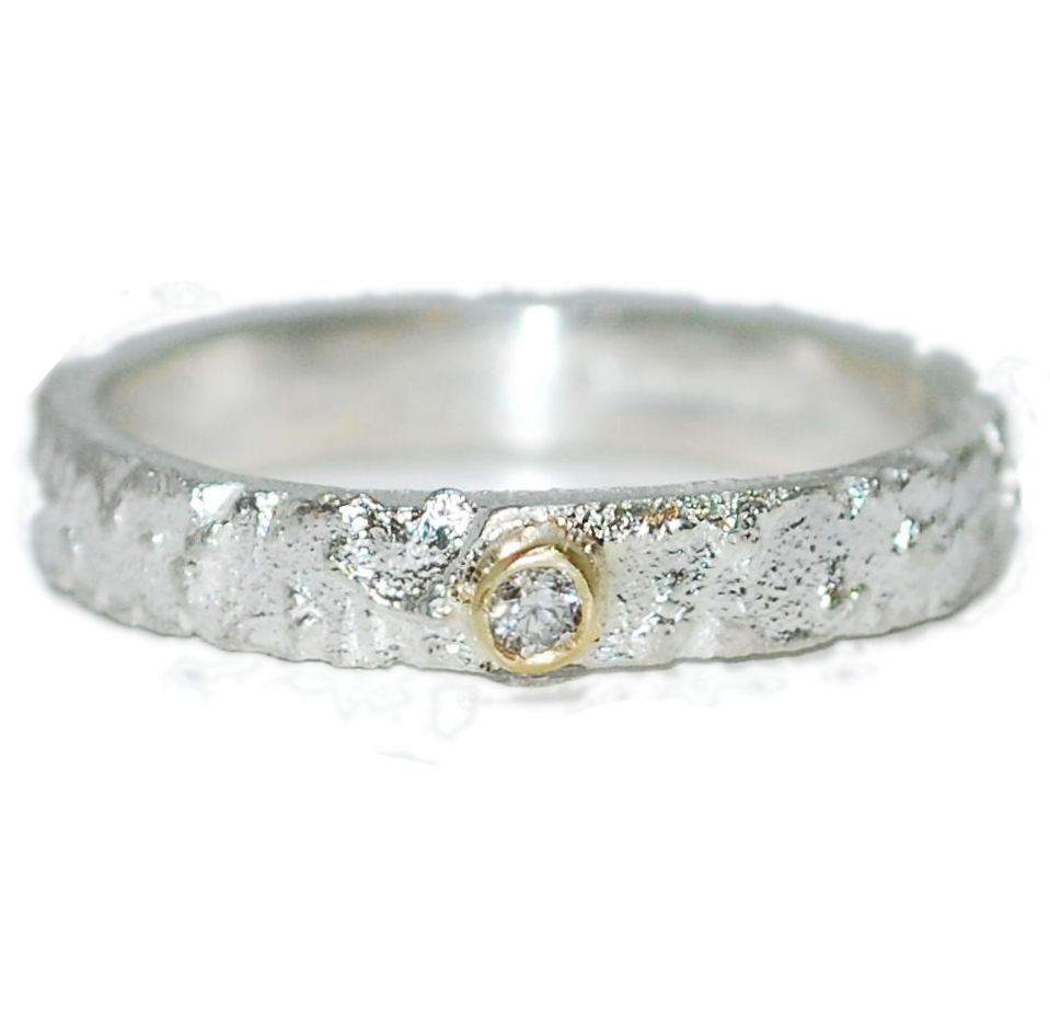 Silver with gold details diamond Rivda ring