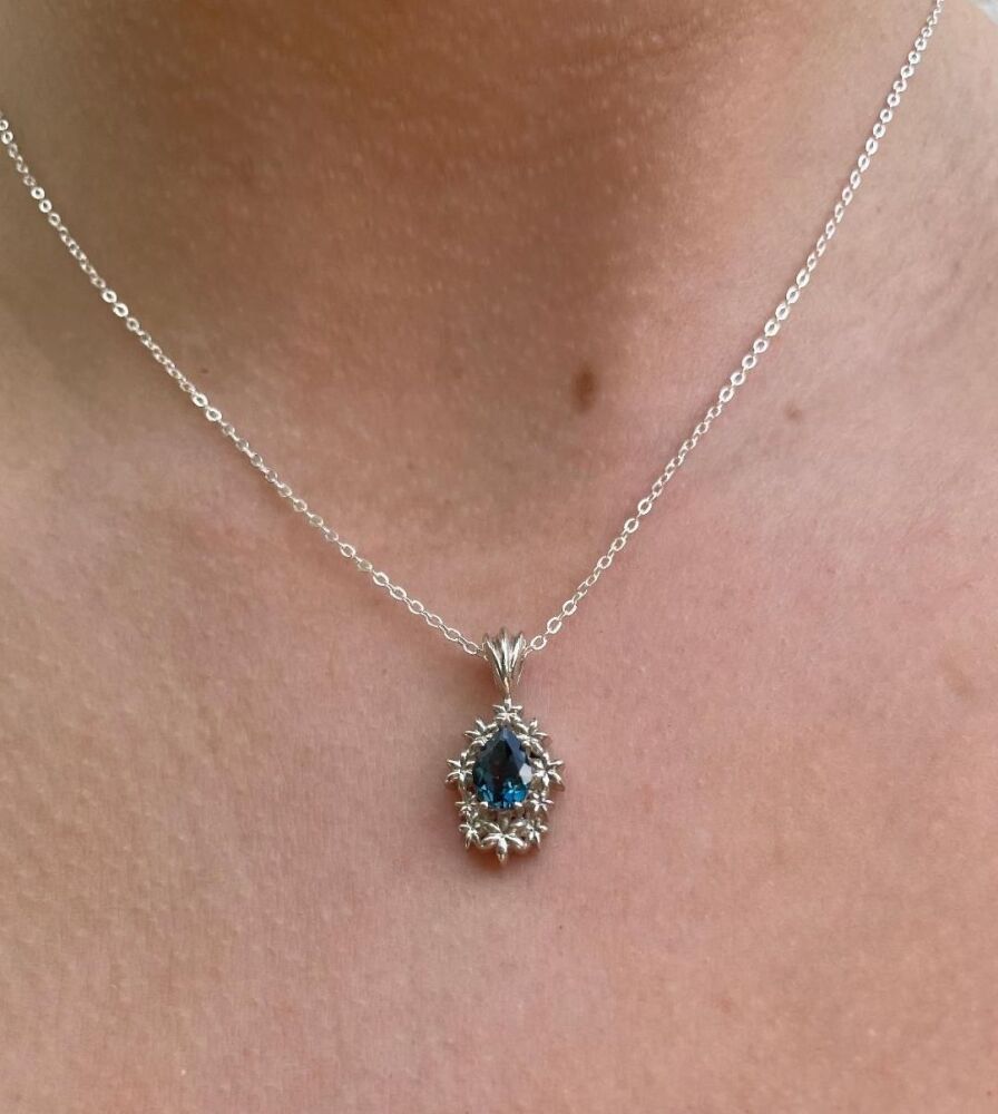 Fleur - London Blue Topaz Pendant