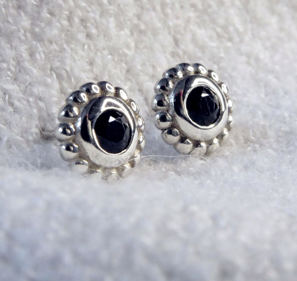 Black Spinel & Silver Mini Alto Earrings