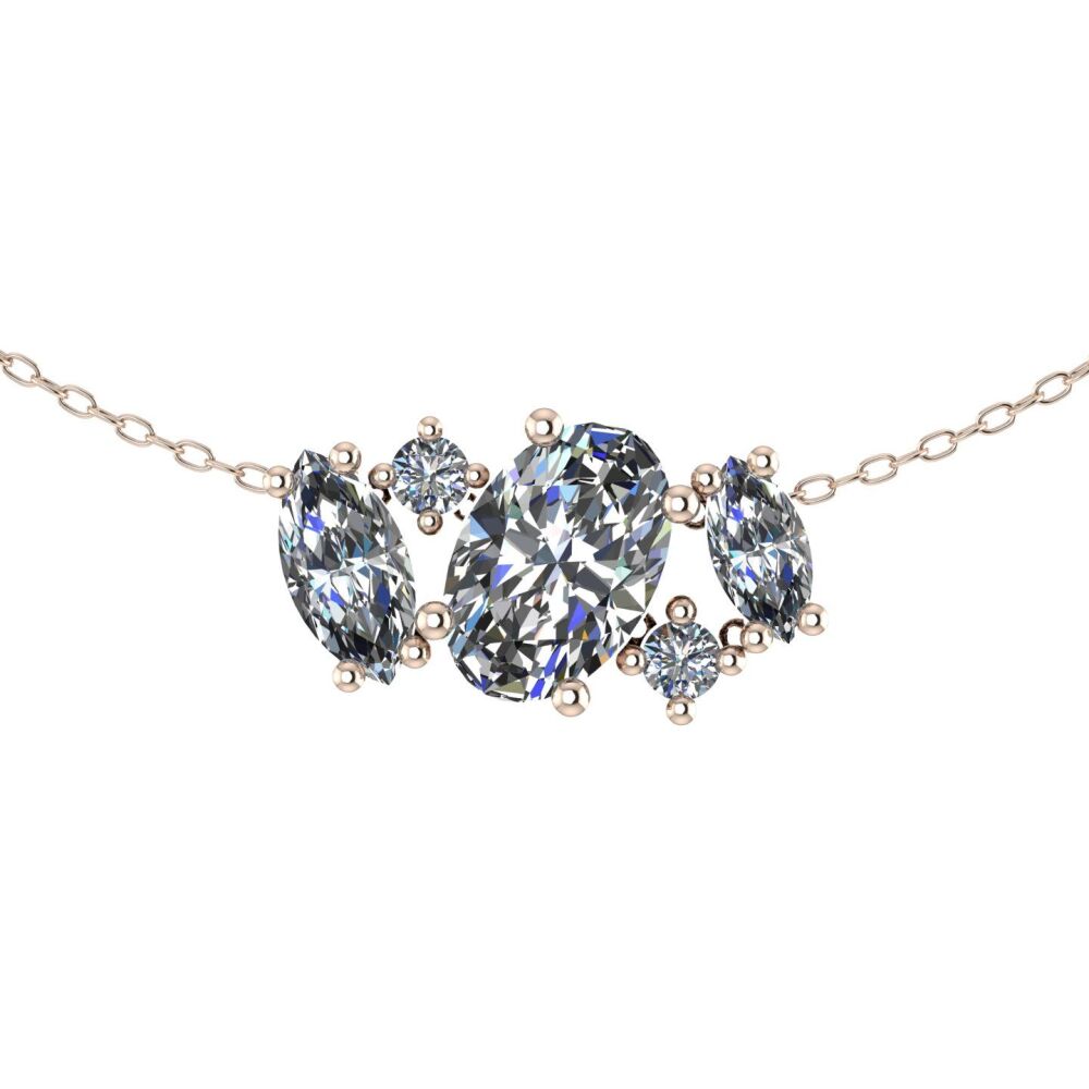 Atlantis  Diamonds - 18 Carat Rose Gold Asymmetrical Cluster Necklace