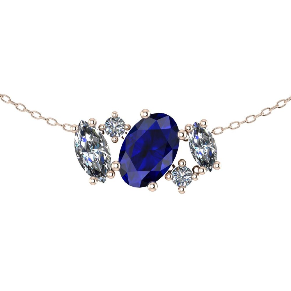 Atlantis - Sapphire & Diamonds - 18 Carat Rose Gold Asymmetrical Cluster Ne