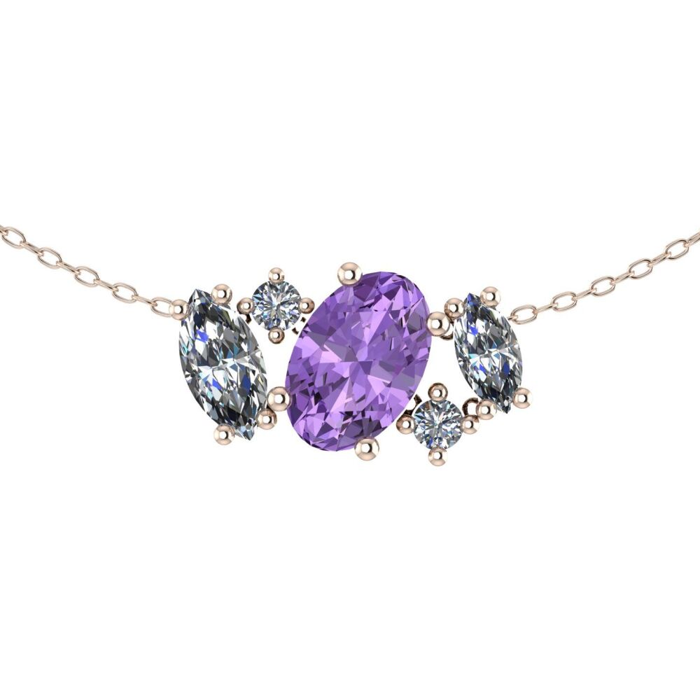 Atlantis Violet Sapphire & Diamonds - 18 Carat Rose Gold Asymmetrical Clust