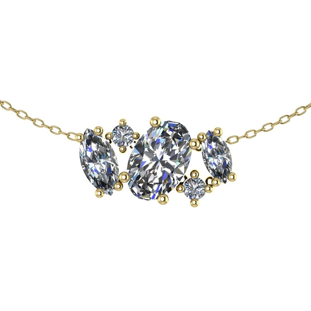 Atlantis Diamonds - 18 Carat Yellow Gold Asymmetrical Cluster Necklace