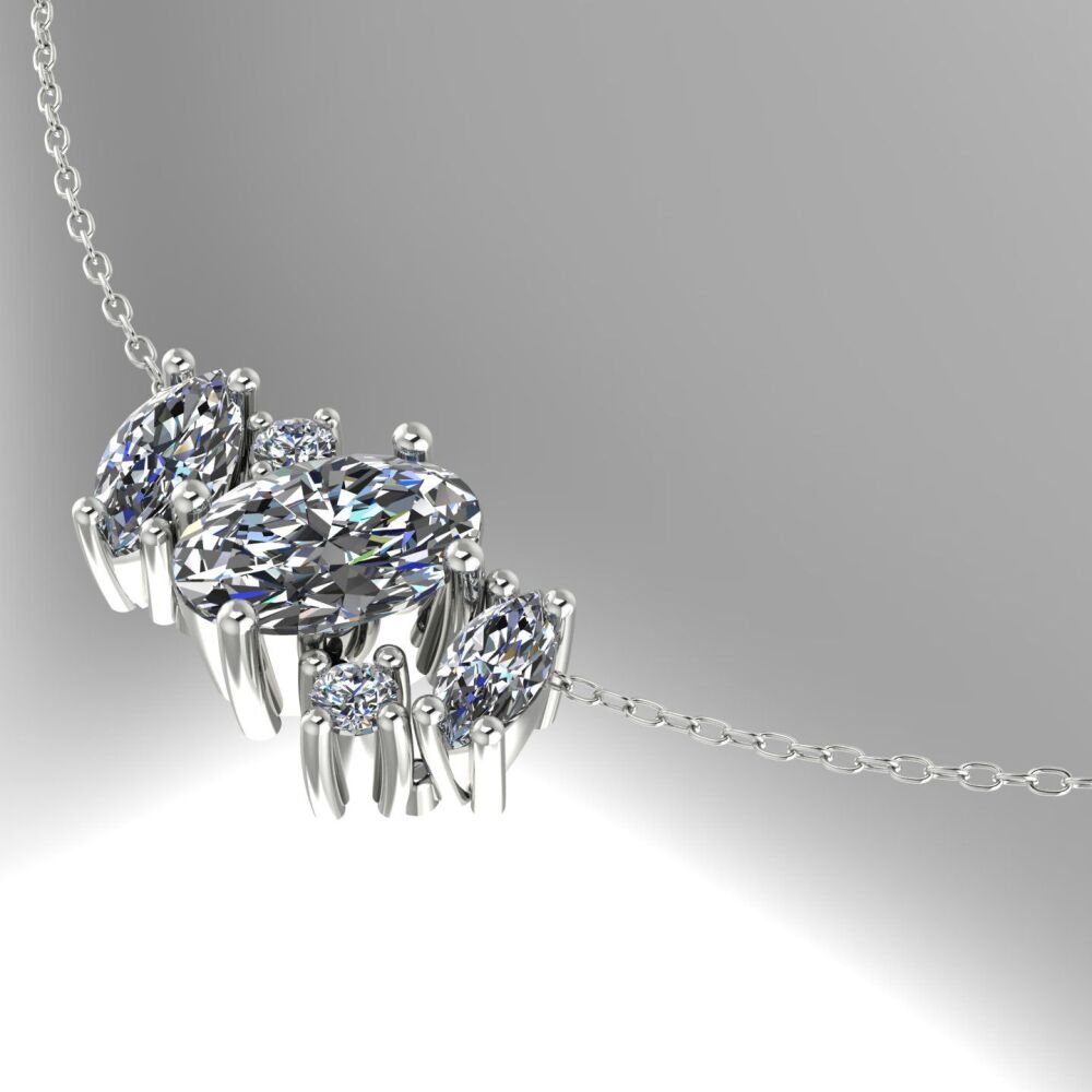 Atlantis Diamonds - Gold or Platinum Asymmetrical Cluster Necklace