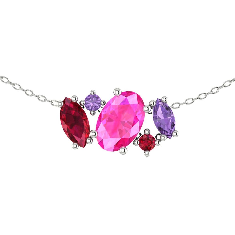 Atlantis Pink & Violet Sapphires With Rubies - 18 Carat White Gold or Plati