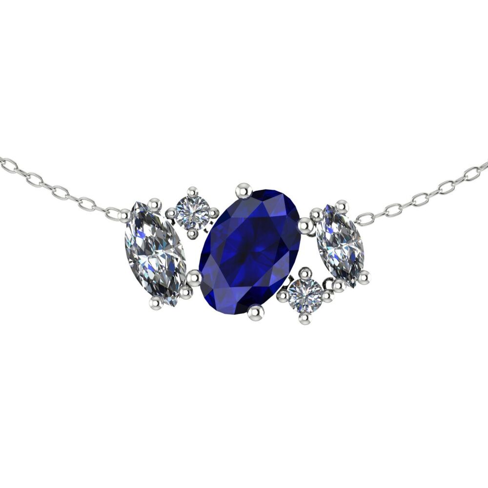 Atlantis Sapphire & Diamonds - Asymmetrical Cluster Necklace
